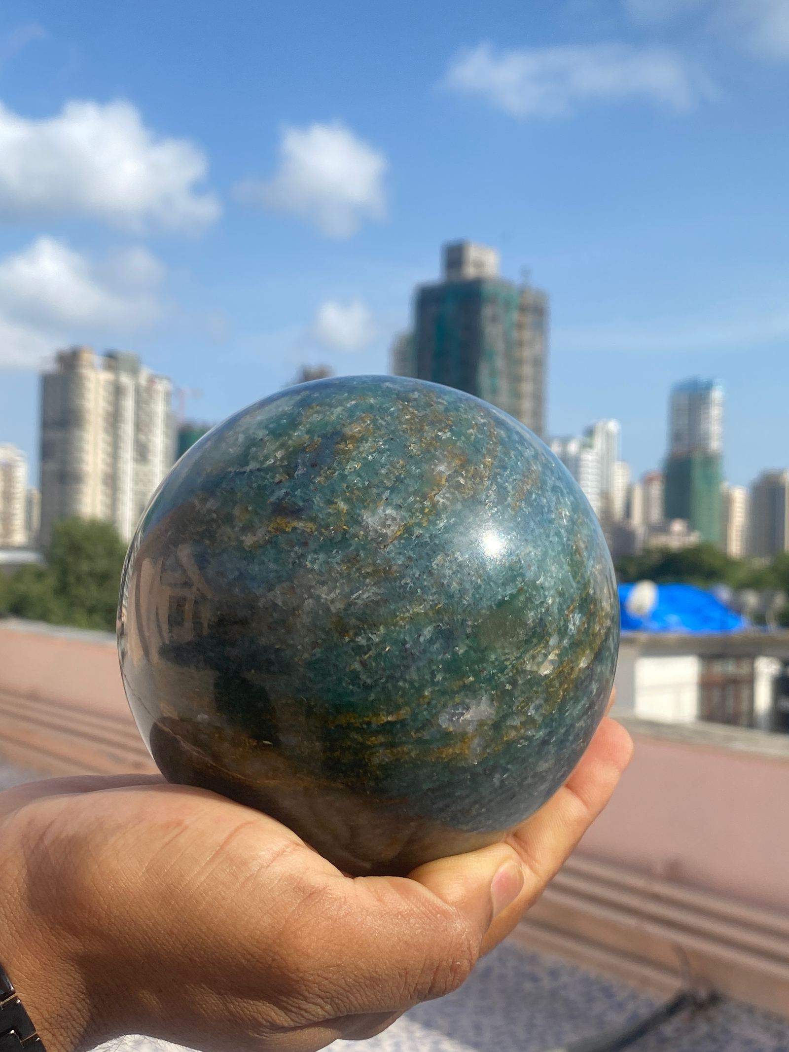 Green Emerald Rock Sphere