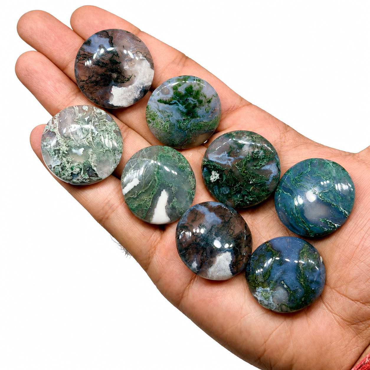 Moss Agate Flat Stone