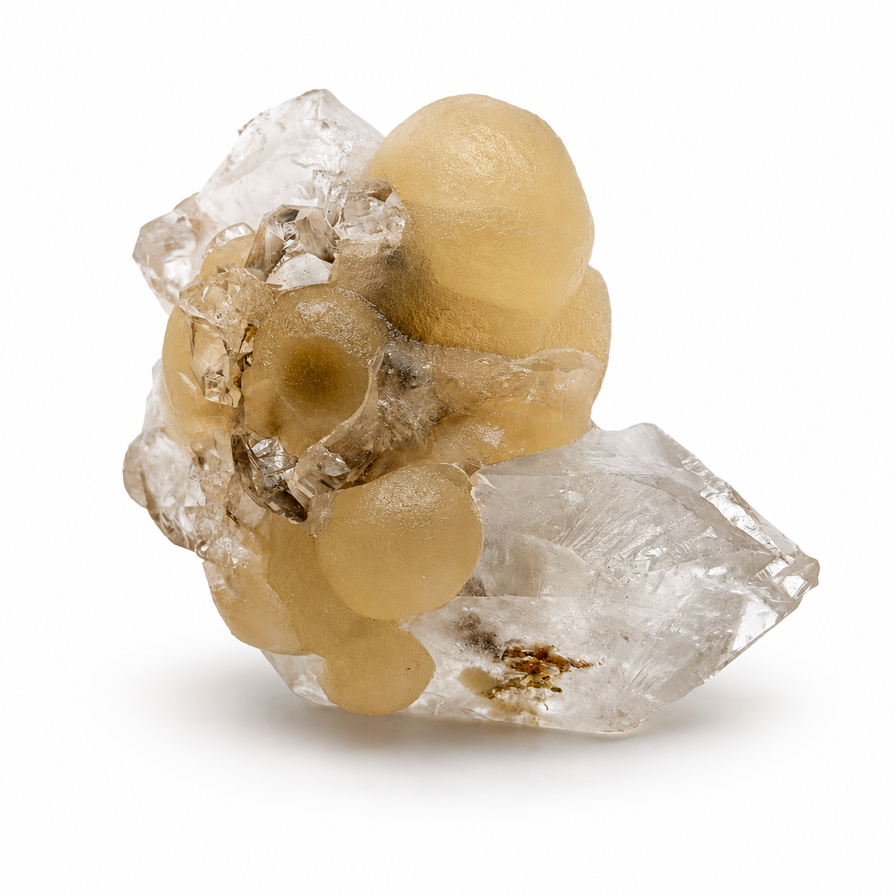 Yellow Botryoidal Fluorite on Quartz Cluster #16