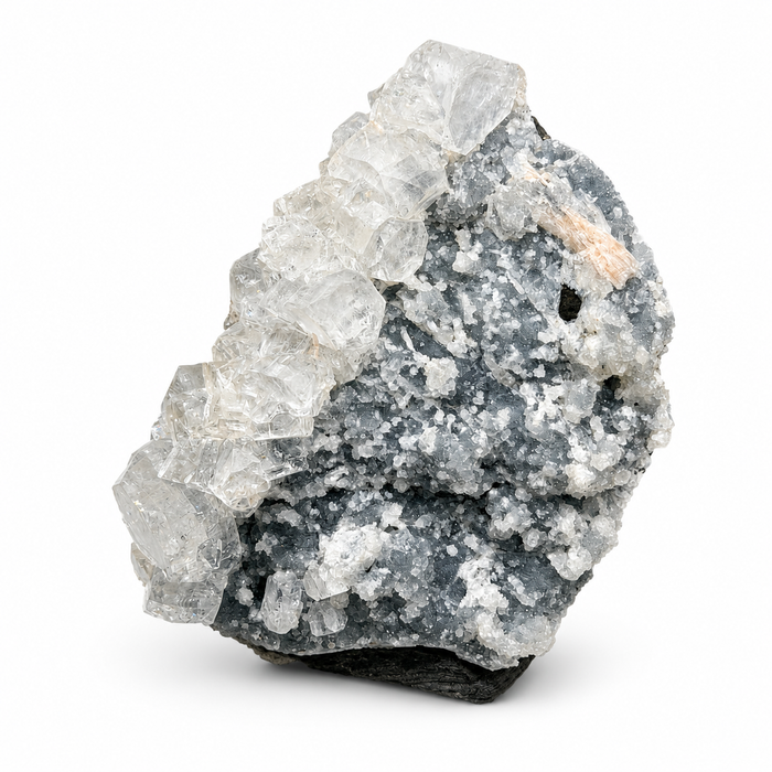 Apophyllite on Blue Quartz Druzy Cluster #5