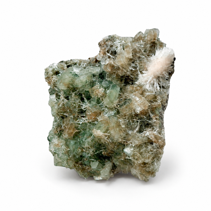 Green Apophyllite Cluster with Scolecite #34
