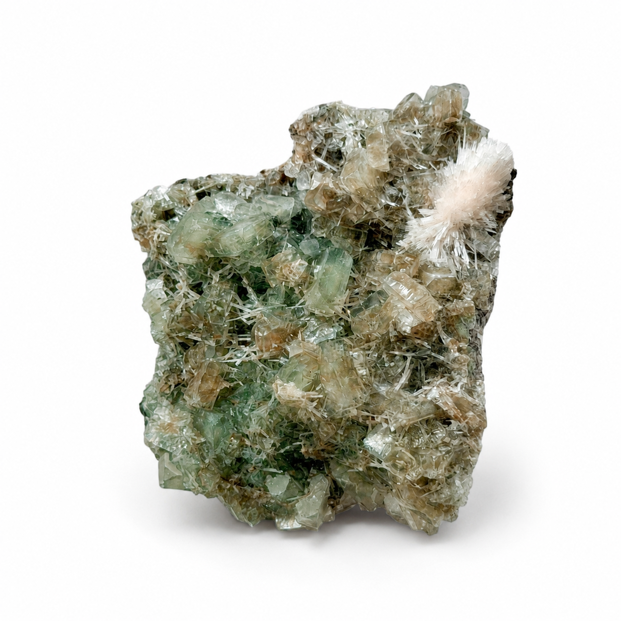Green Apophyllite Cluster with Scolecite No. 34