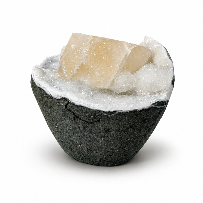 Calcite on Quartz Druzy #10