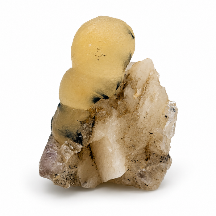 Yellow Botryoidal Fluorite on Quartz Cluster #15