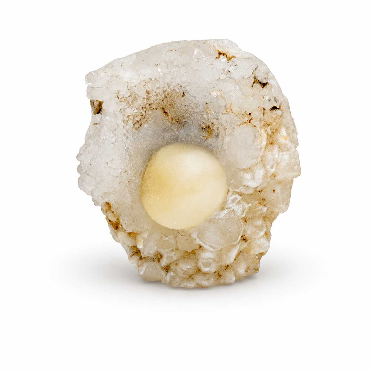 Cream Yellow Botryoidal Fluorite on Quartz Cluster #17