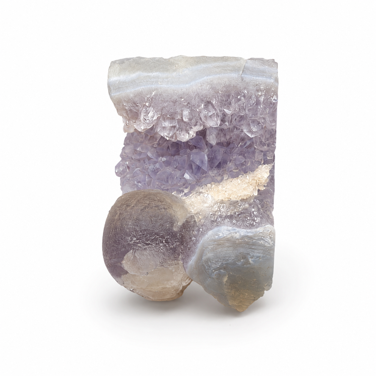 Purple Botryoidal Fluorite on Quartz Cluster #6