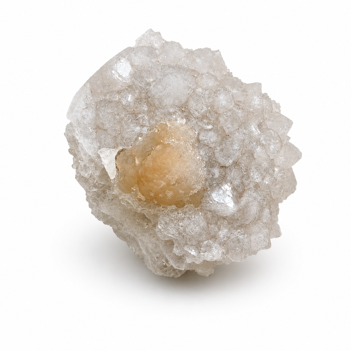 Peach Botryoidal Fluorite on Quartz Cluster #19