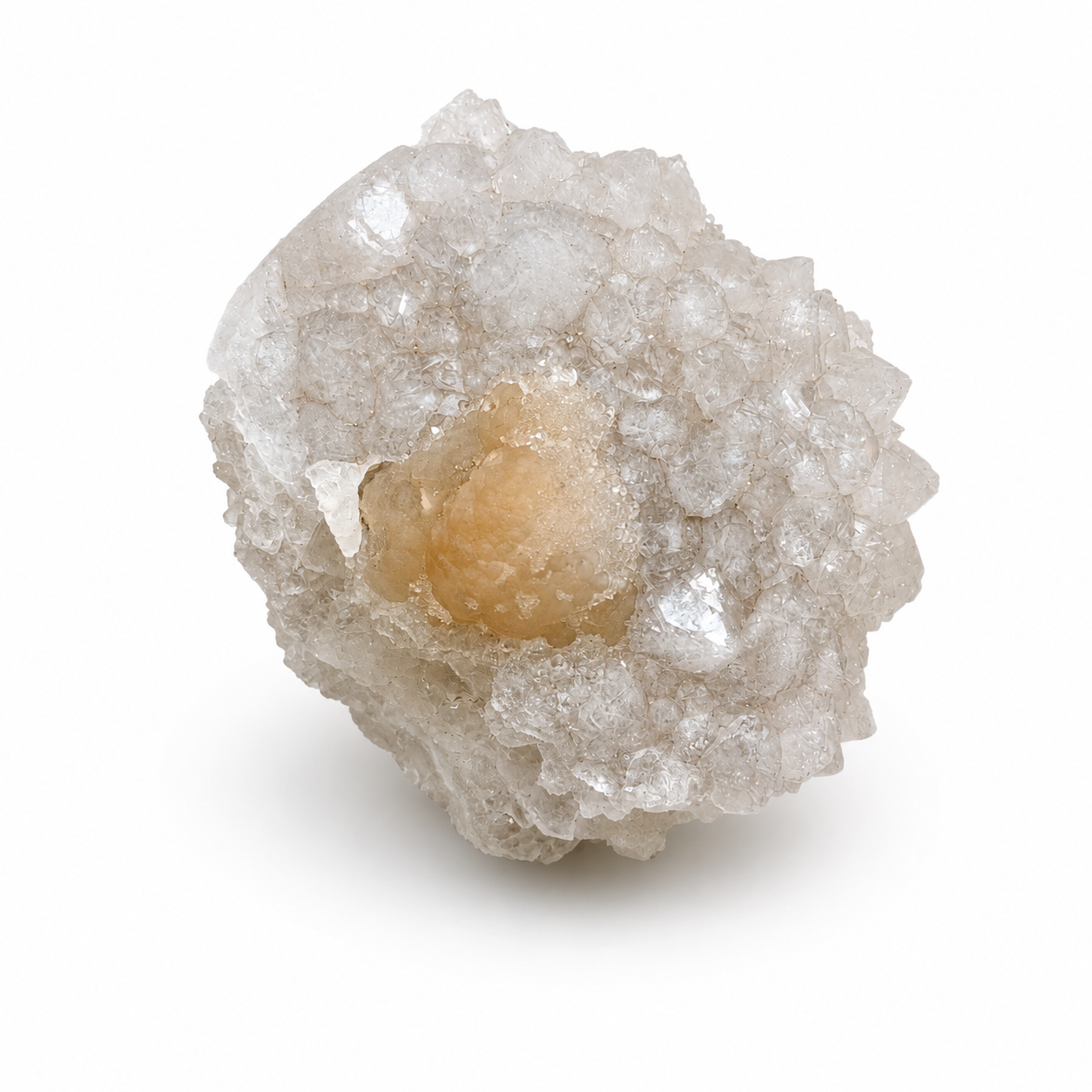 Peach Botryoidal Fluorite on Quartz Cluster #19