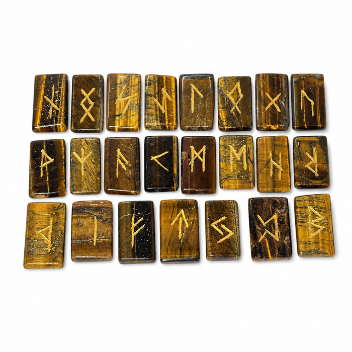 Tiger Eye Reiki Rune Set : 25 Elder Futhark Stones