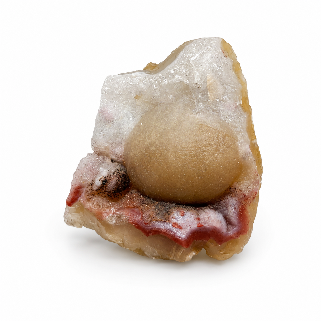Ochre Botryoidal Fluorite on Quartz Cluster No. 7
