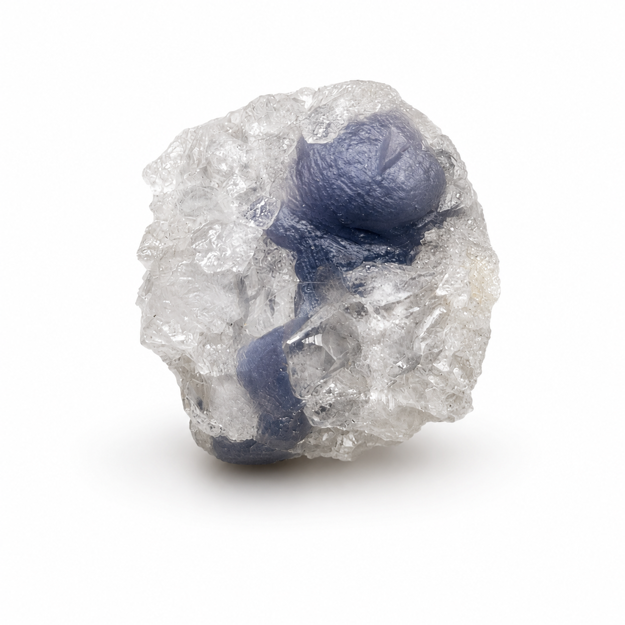 Blue-Grey Fluorite Ball on Clear Quartz Cluster No. 14