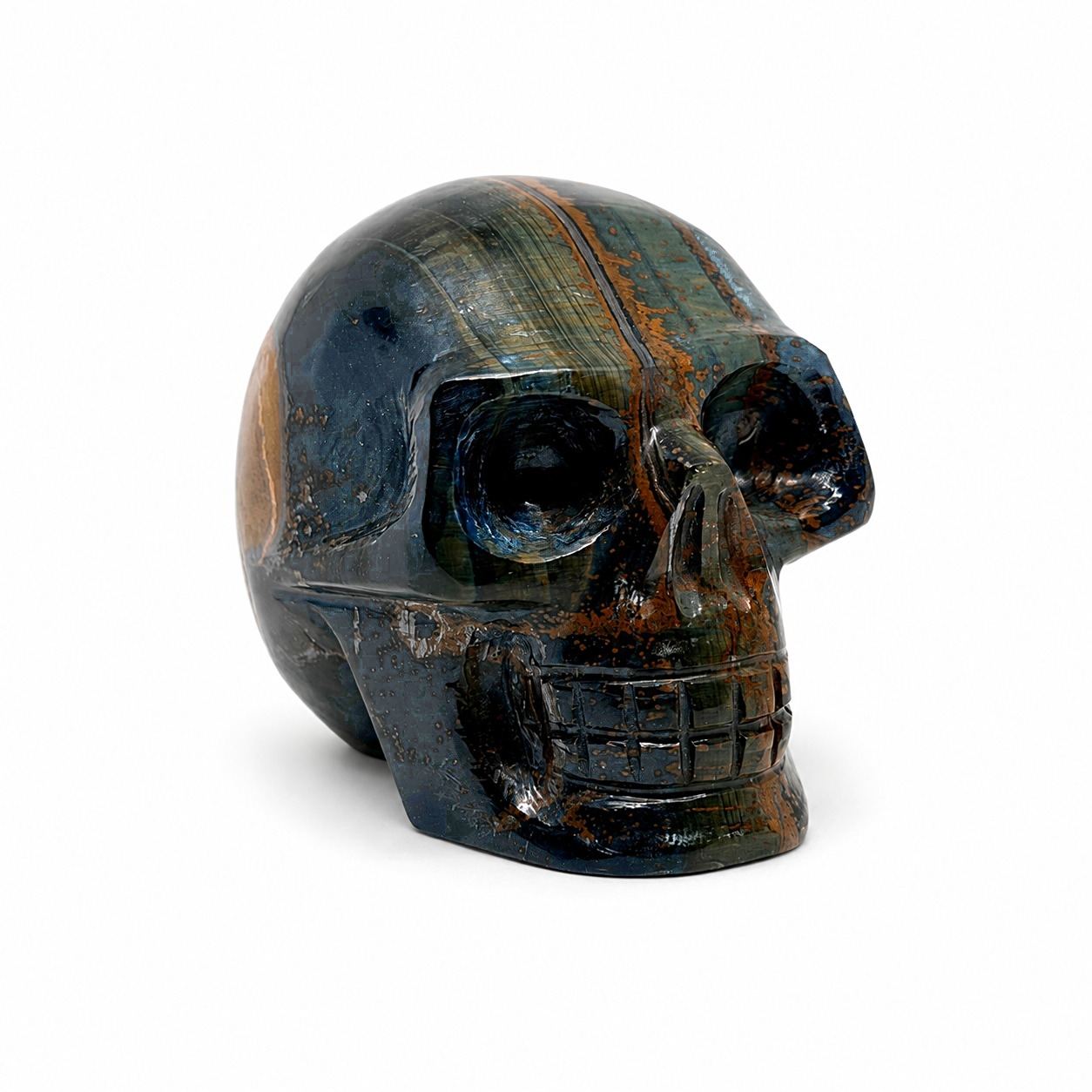 Blue Tiger Eye Skulls