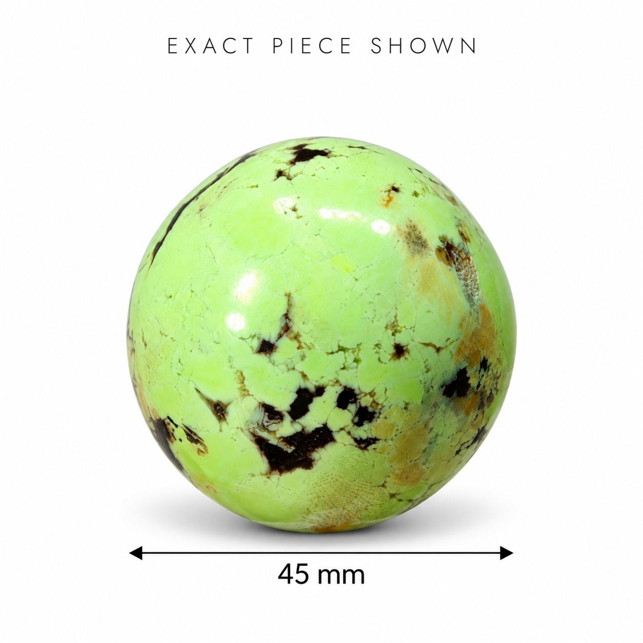 45mm 130g Citron Chrysoprase Sphere - Pale Green with Brown Matrix