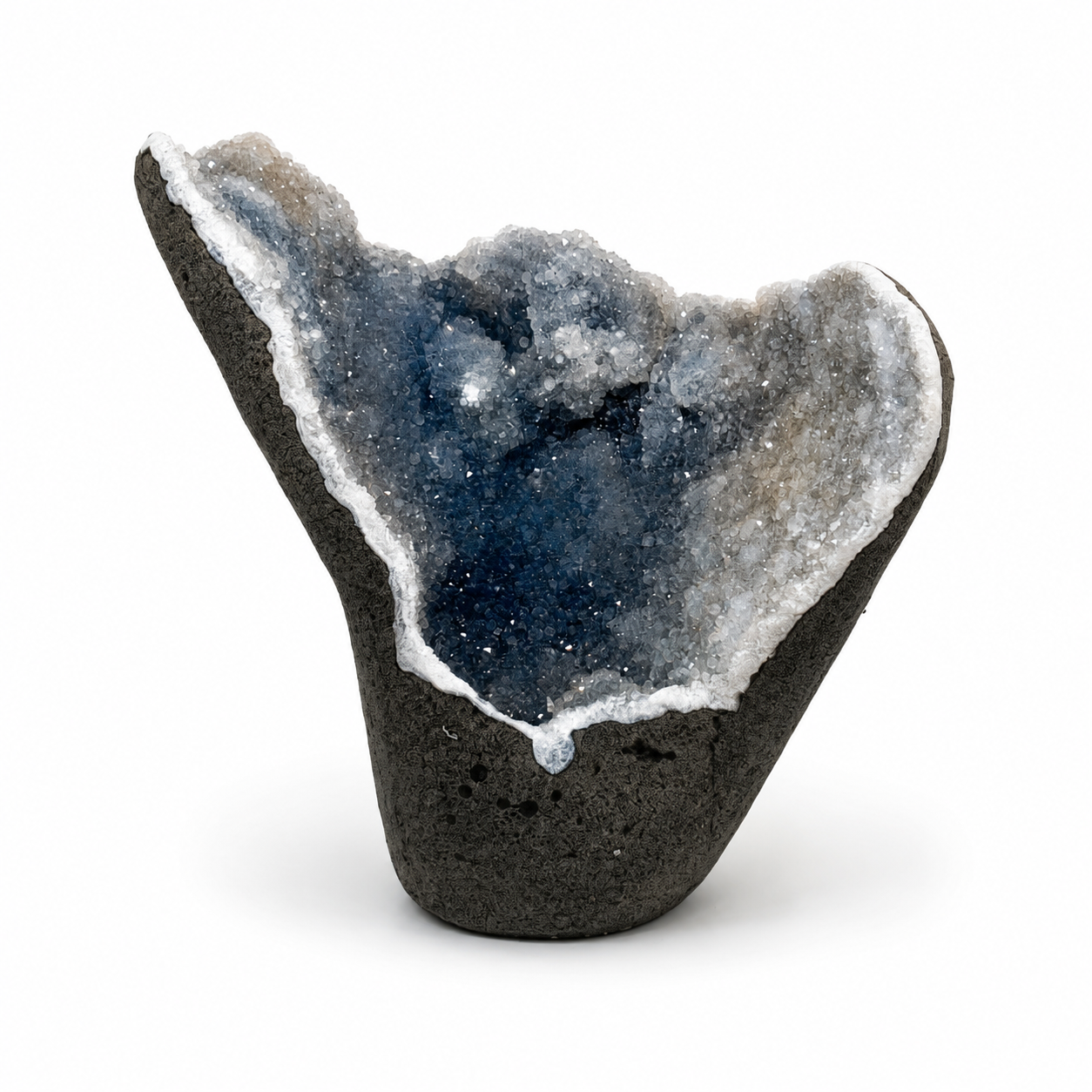 Apophyllite on Blue Quartz Druzy Cluster No. 12