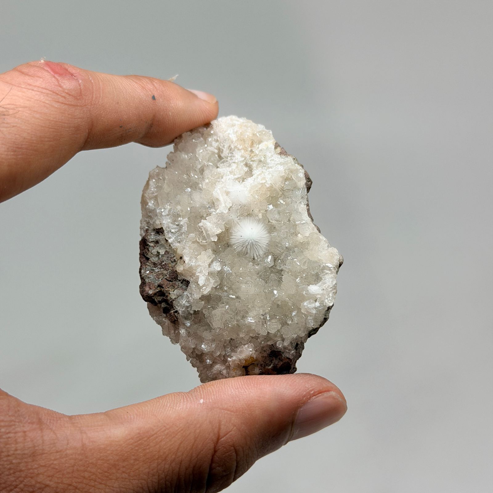 Mesolite Raw: #3 Radiating White Crystal Cluster