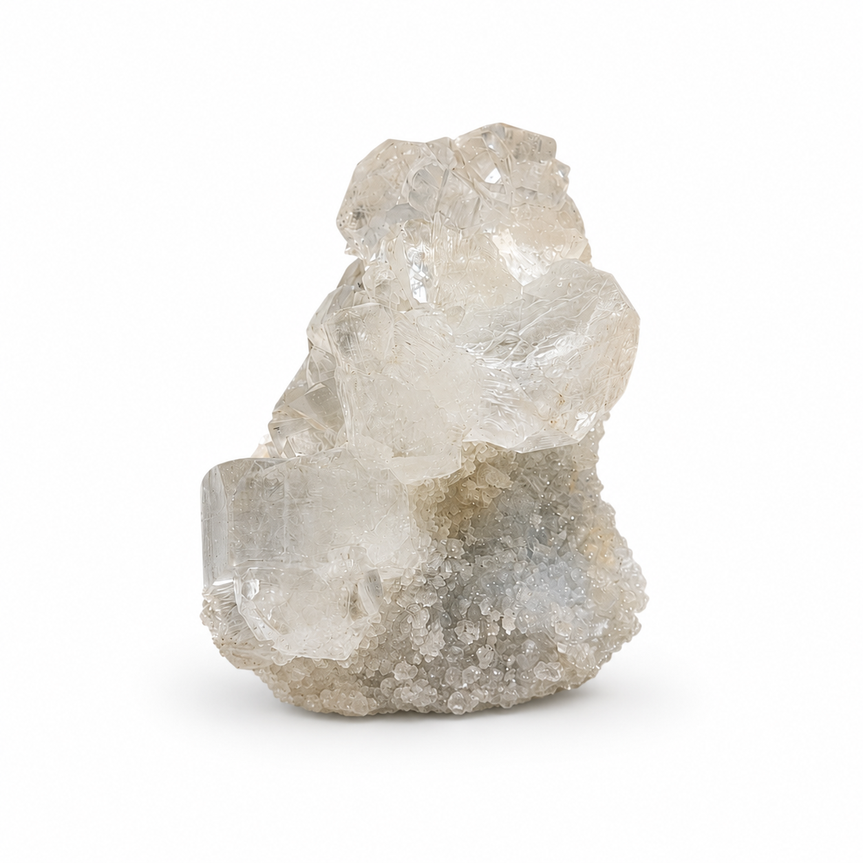 Apophyllite on Blue Quartz Druzy Cluster No. 1