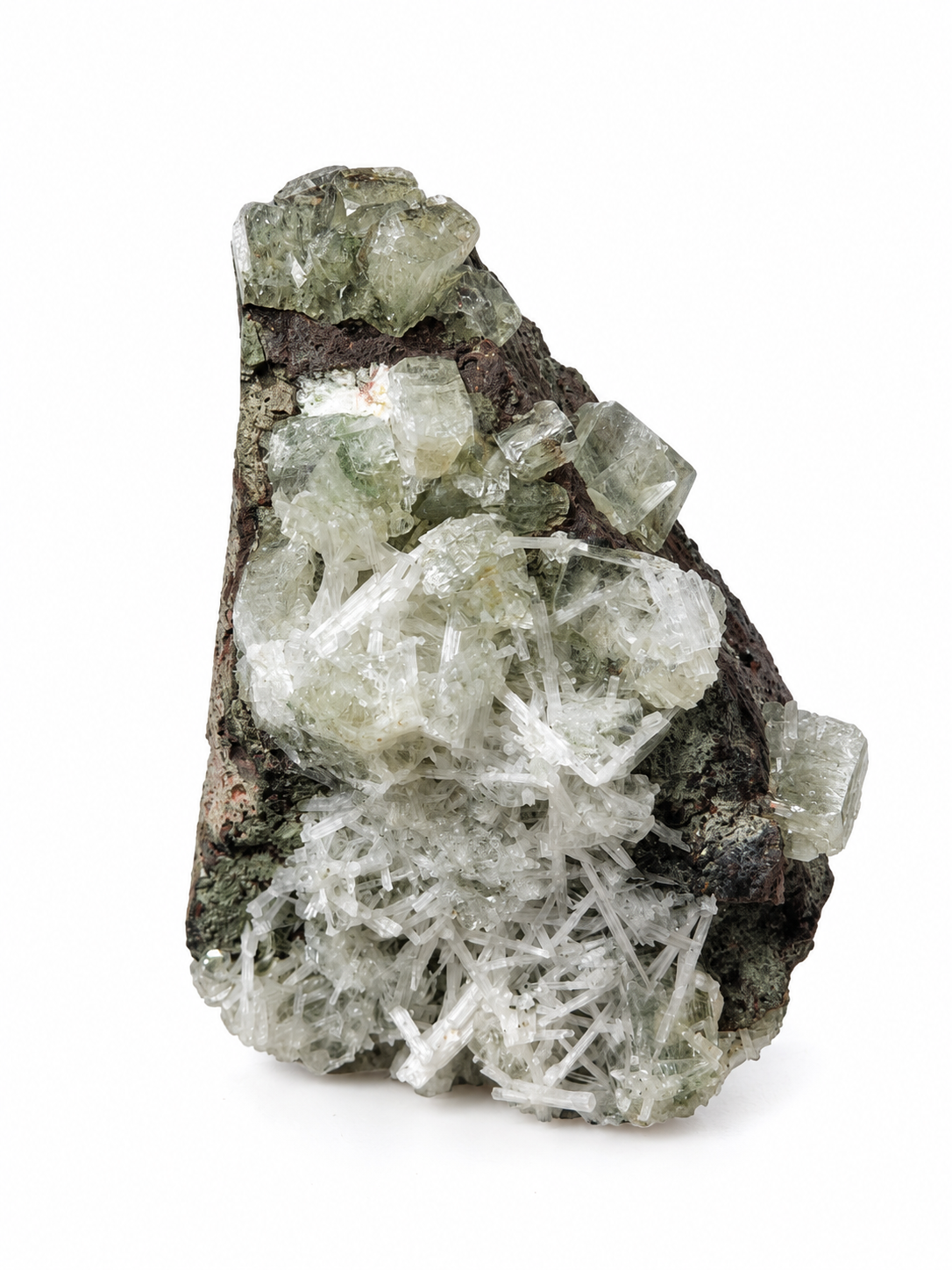 Green Apophyllite with Stilbite Cluster