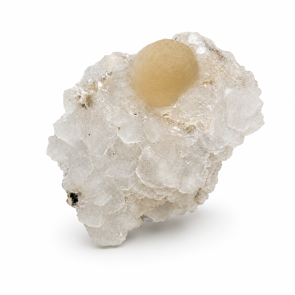 Yellow Botryoidal Fluorite on Quartz Cluster #12