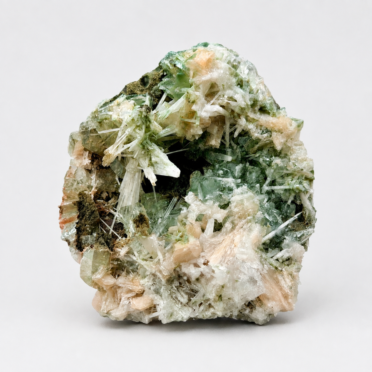 Green Apophyllite with Stilbite & Scolecite No. 36