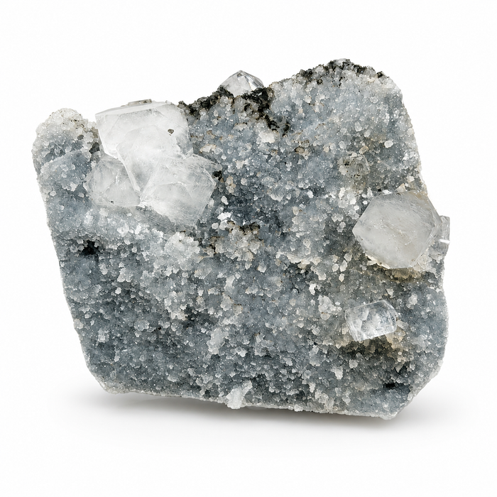 Apophyllite on Blue Quartz Druzy Cluster #3