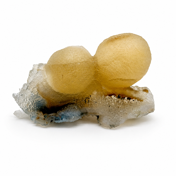 Yellow Botryoidal Fluorite on Quartz Cluster #13