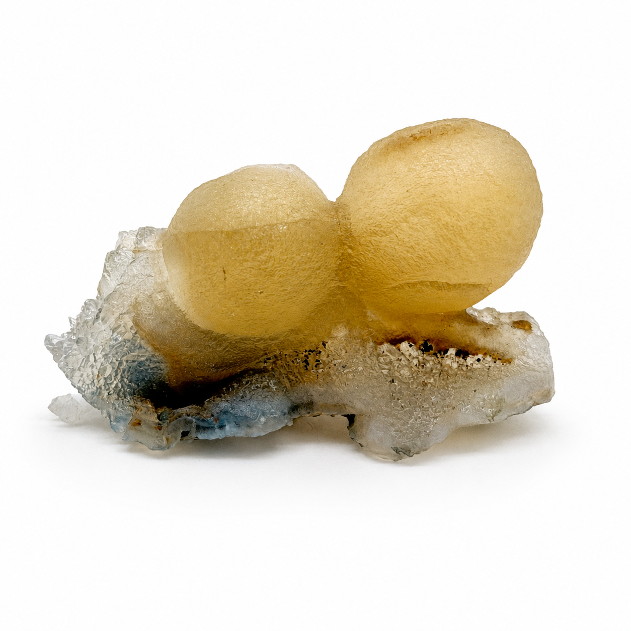 Yellow Botryoidal Fluorite on Quartz Cluster #13
