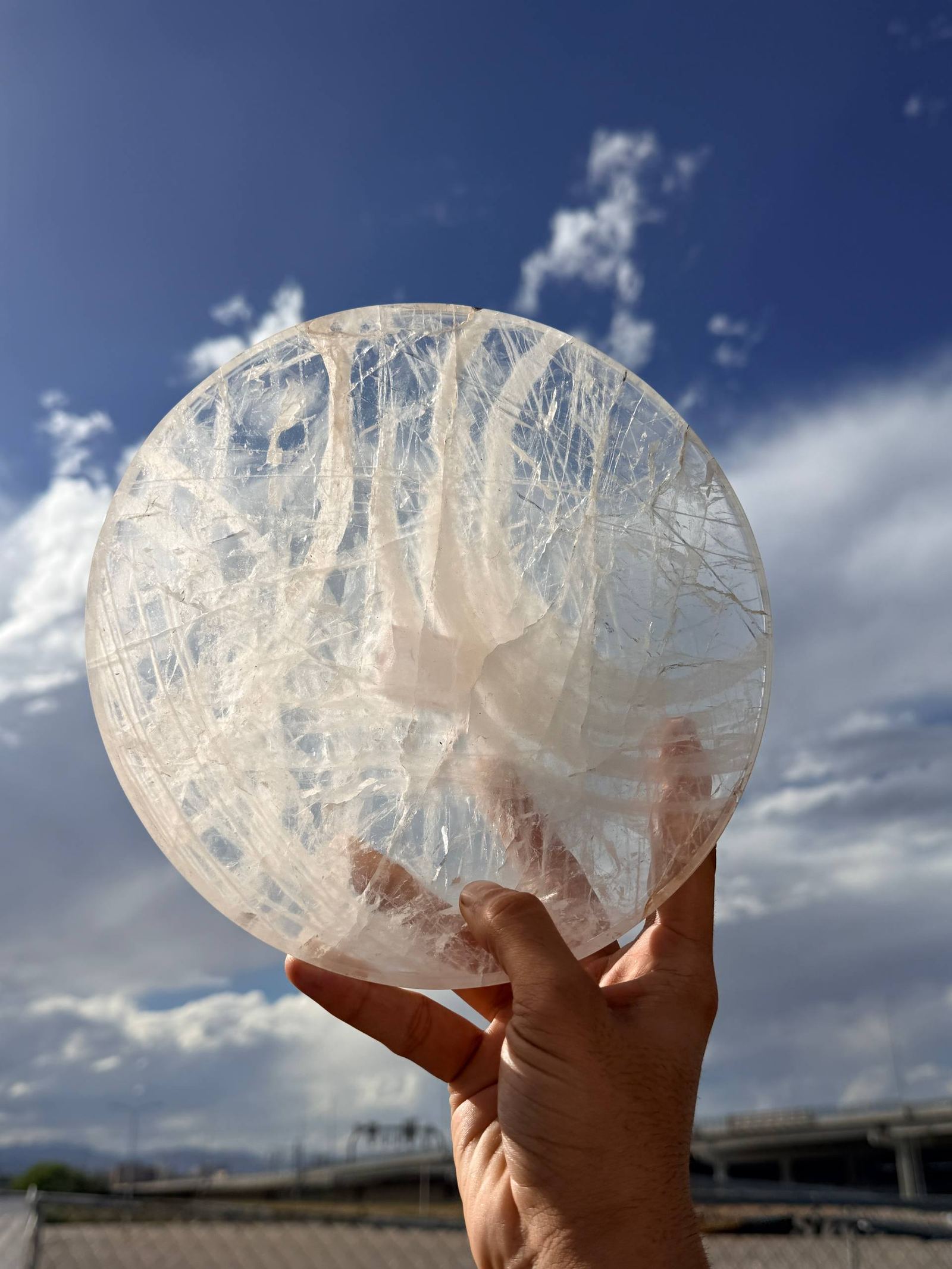 Clear Quartz Bowl: Himalayan Crystal with Natural Veining