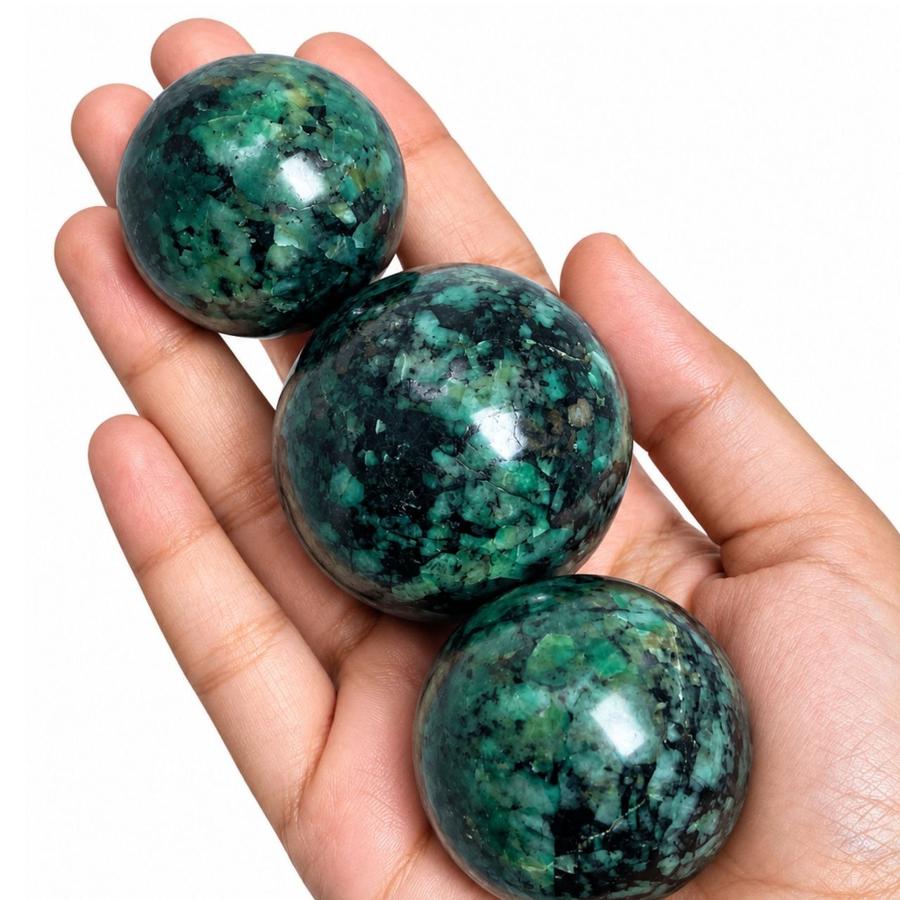 Emerald Spheres- Natural Mosaic-Patterned Green Beryl (1 kg)
