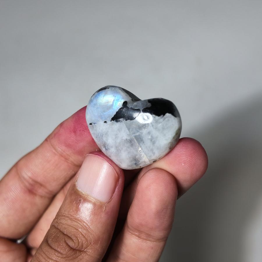 Rainbow Moonstone Mini Puffy Heart