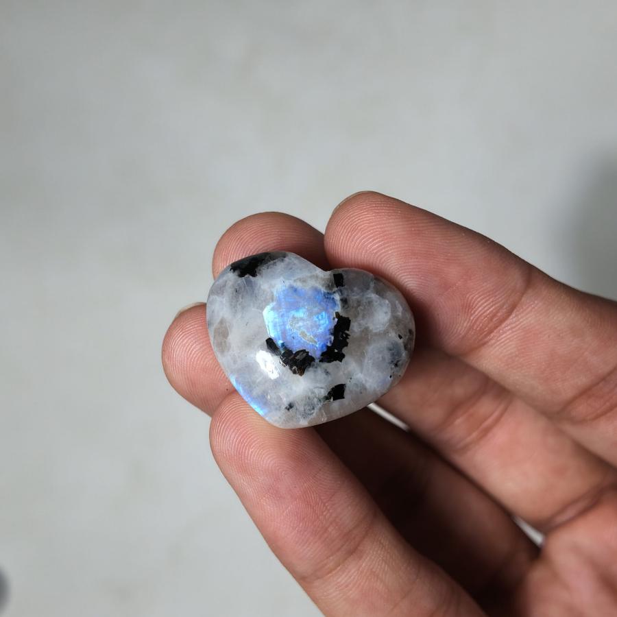 Rainbow Moonstone Mini Puffy Heart