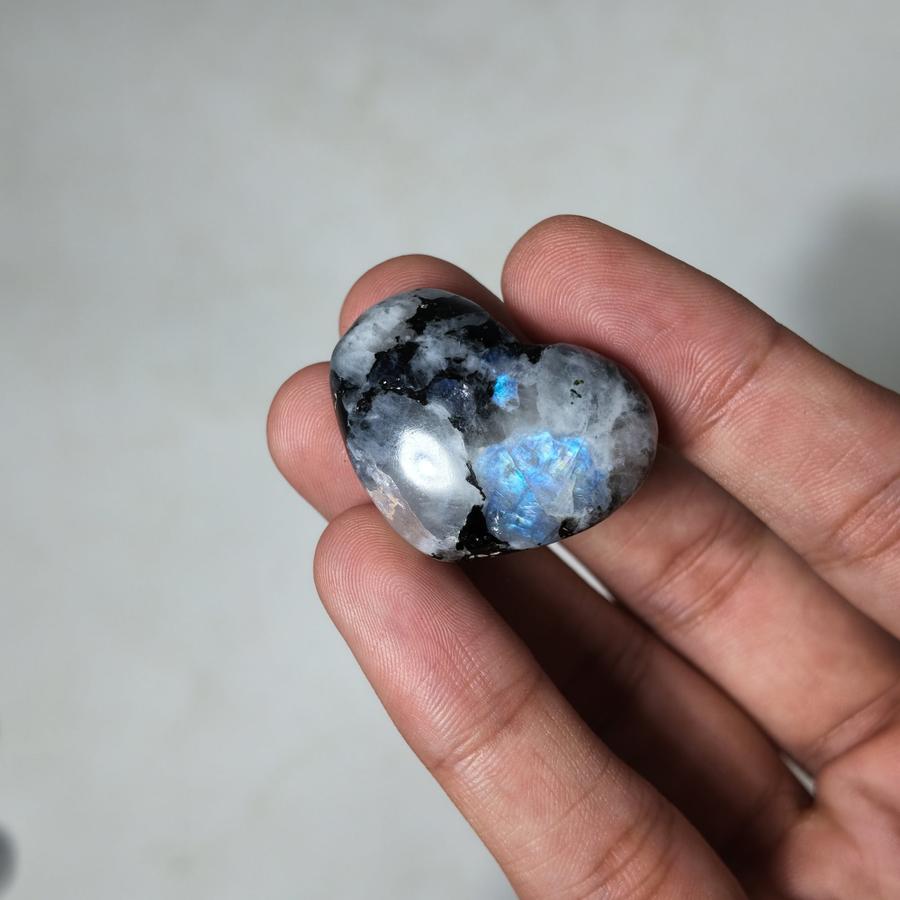 Rainbow Moonstone Mini Puffy Heart