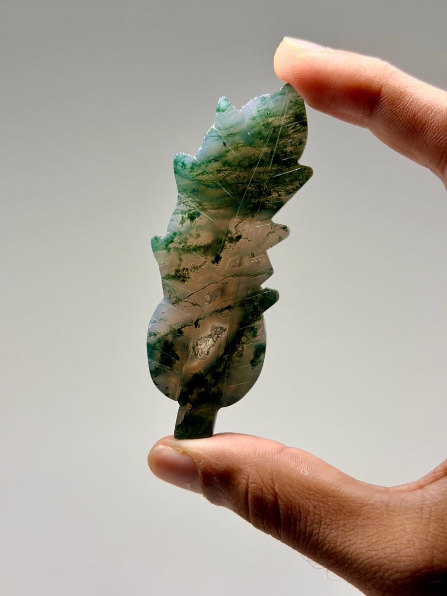 Moss Agate Leaf (1pc)